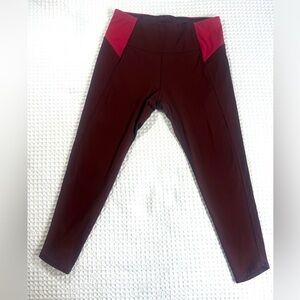 Calia by Carrie Underwood Colorblock High-Waisted Leggings Size L Maroon & Pink